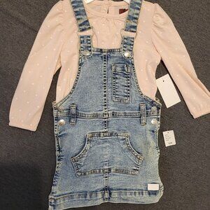 Infant girls denim jumper, For All 7 mankind, blue denim, size 18 months